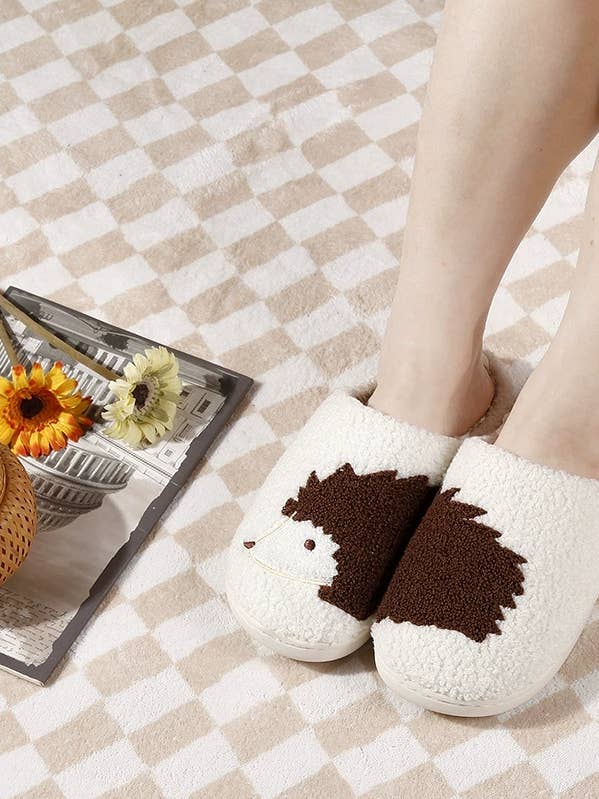 Hedgehog Pattern Warm Cute Fleece Home Slippers for wholesale by Comely Fashion