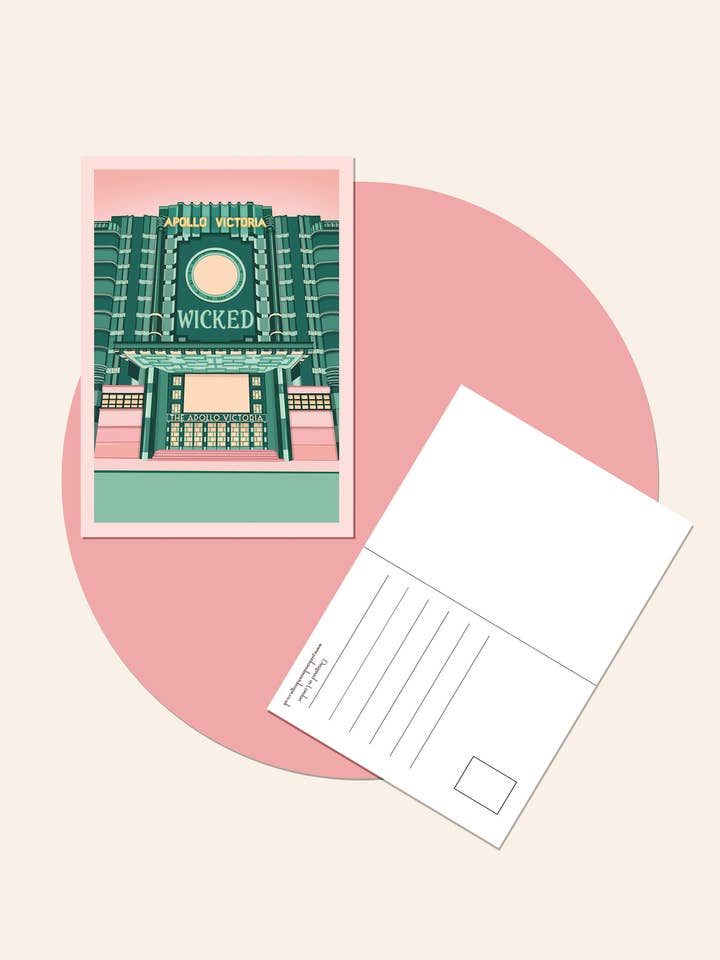 Wicked Apollo Theatre postcard for wholesale by Pink and Mint Design