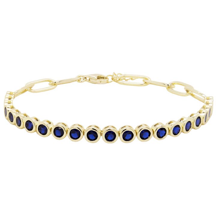 Forgyldt sterling sølv armbånd med blå sten for engroshandel hos Dlux Jewels