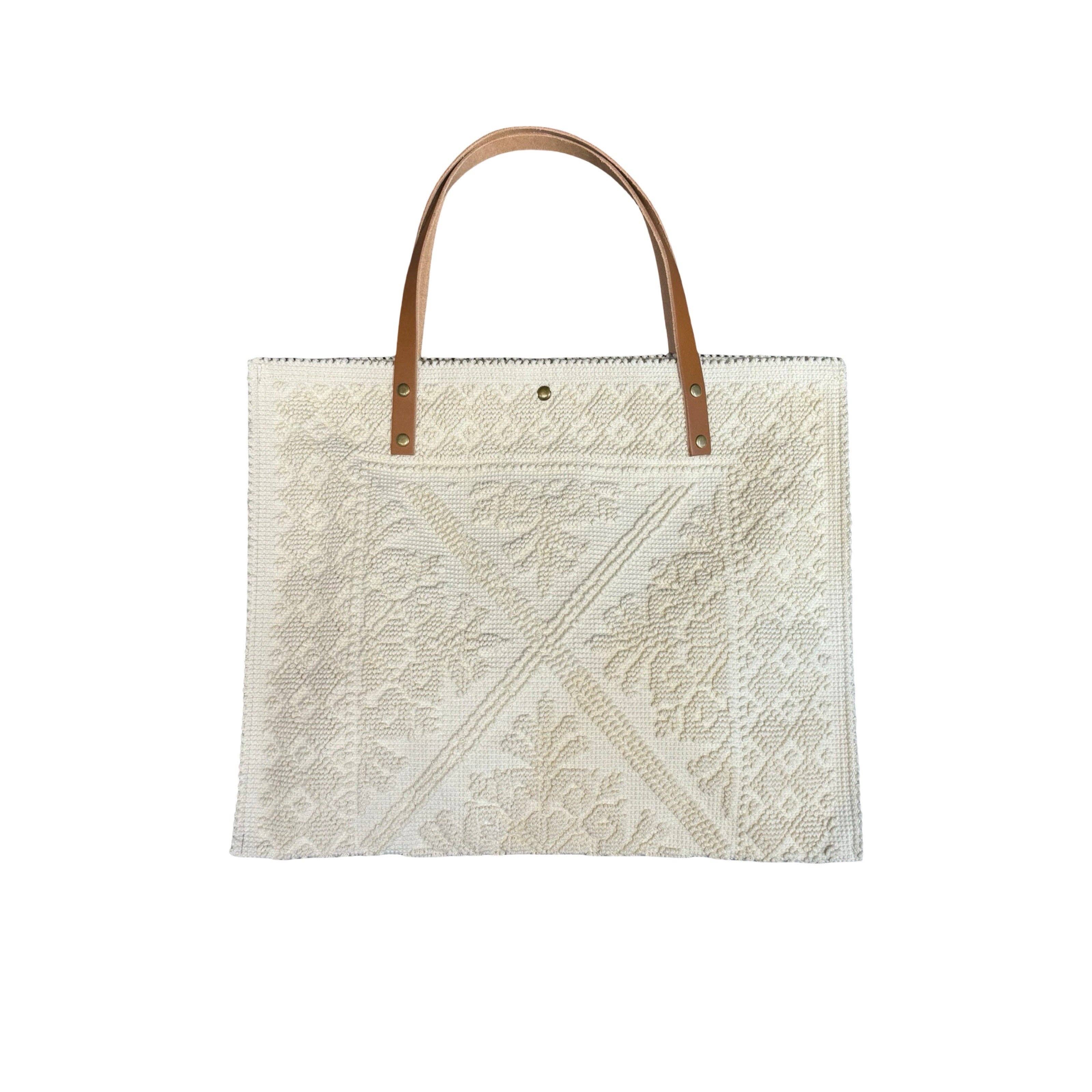 Louisa lee - Wholesale Shoulder Bag - Women's - LARGE TAPESTRY TOTE BAG TRIMMED WITH LEATHER1