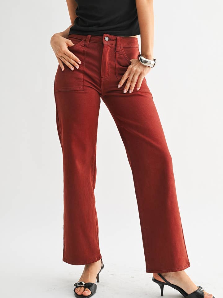 JP389 - DK RED - Utility Pocket Relaxed Jean for wholesale by Just USA Jeans