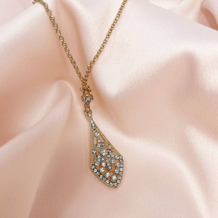 Crystal Gold Art Deco Necklace: 1920s Necklace for wholesale on Faire