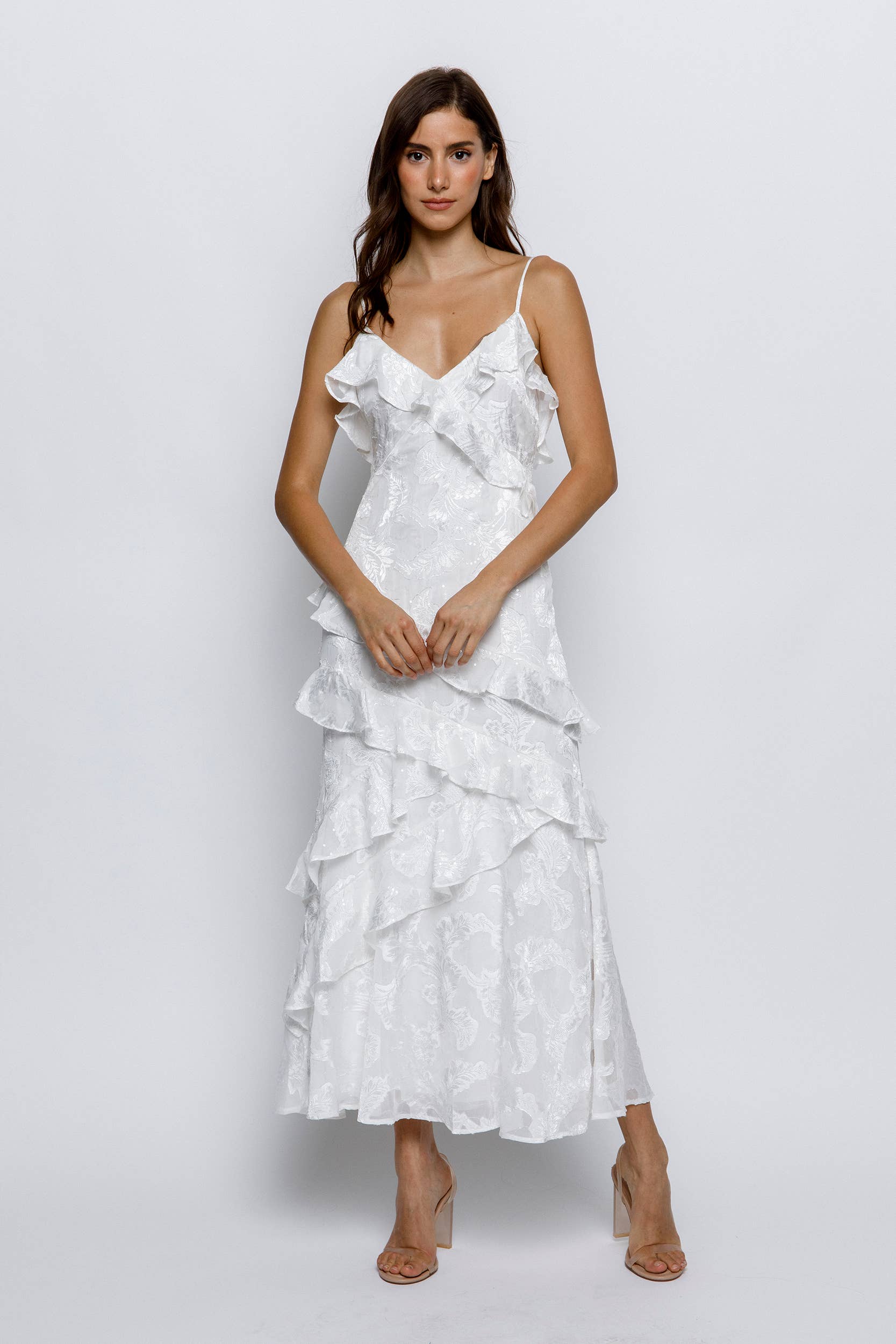 STORIA - Vente Robe – femme - JD5740-3- ROBE NUISETTE À VOLANTS À IMPRIMÉ GAUFRÉ19