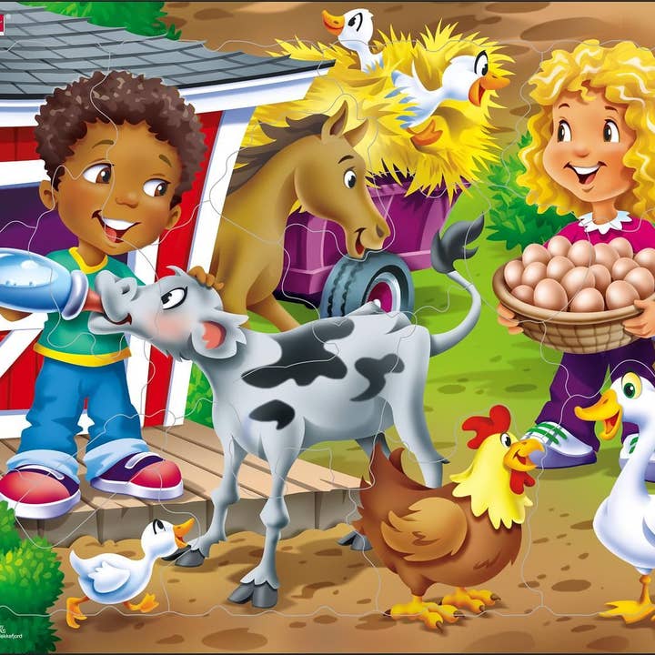 Puzzle de 15 pièces pour enfants de la ferme avec veau pour la vente par Springbok Puzzle