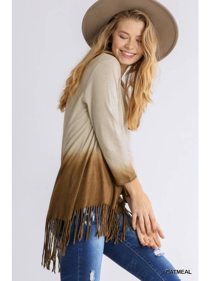 Vanilla Monkey - Vente Tunique – femme - TUNIQUE EN LIN MÉLANGÉ DIP DYE À FRANGES3