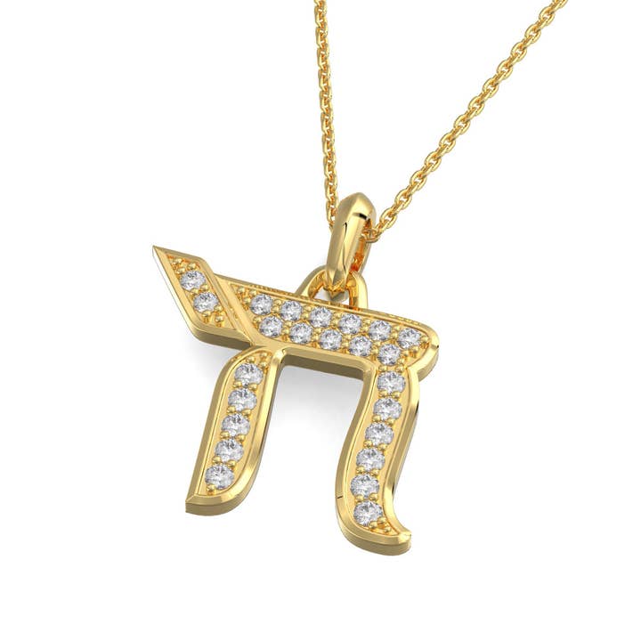 Pendente de Diamante Chai Dourado de Design Modernista por atacado de Zahav Fine Jewelry