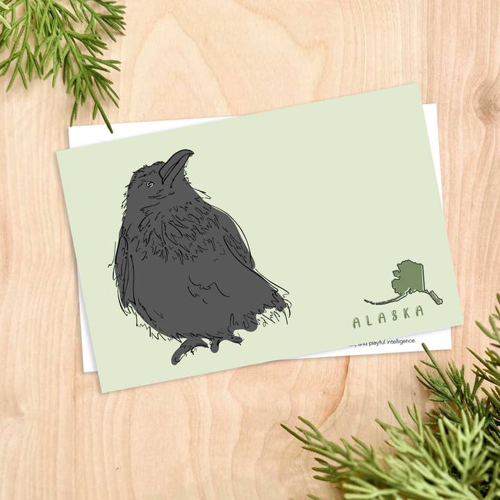 Little Raven Postcard for wholesale by Printworthy