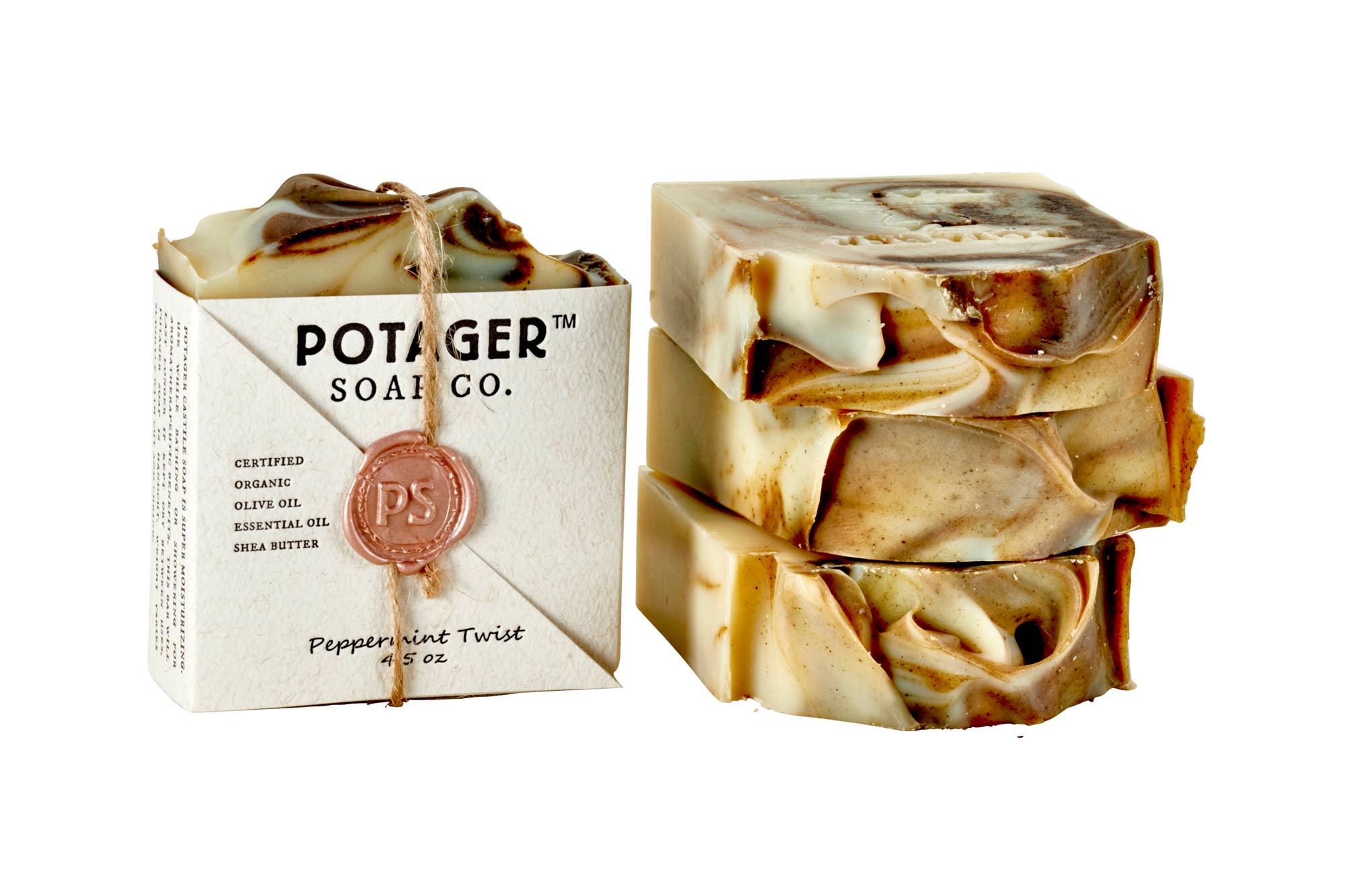 Potager Soap Company – wholesale Bar Soap – Peppermint Twist | Wrapped – Spa-Fresh & Giftable1