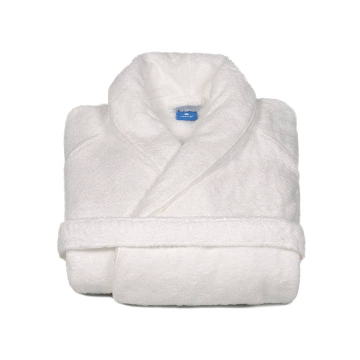 Accappatoio in spugna bianco per la vendita all'ingrosso da parte di AirDrop Towels