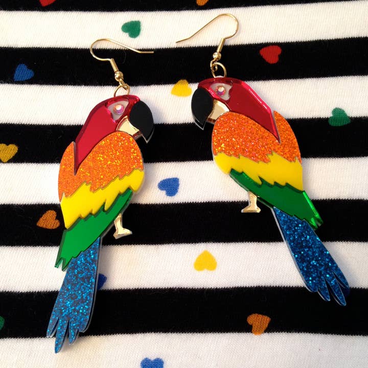 Tropical Parrot Laser Cut Acrylic Earrings for wholesale by I'm Your Present
