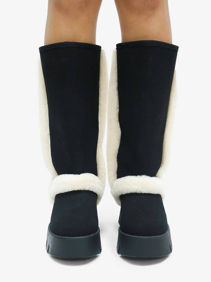 Lemonade Shoes - Wholesale Boots - Women's - RAEY - Tall Platform Winter Boots, Shearling Details4