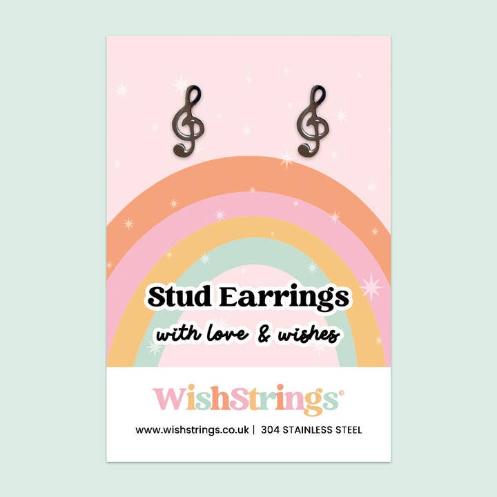 Orecchini a Perno Nota Musicale | Acciaio Inossidabile 304 | E002 per la vendita all'ingrosso da parte di WishStrings