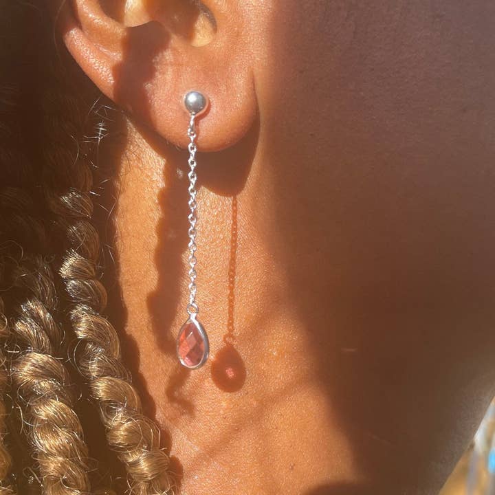 Pendientes colgantes de piedra preciosa de circonita cúbica rosa Jada para venta al por mayor de SO JUST SHOP