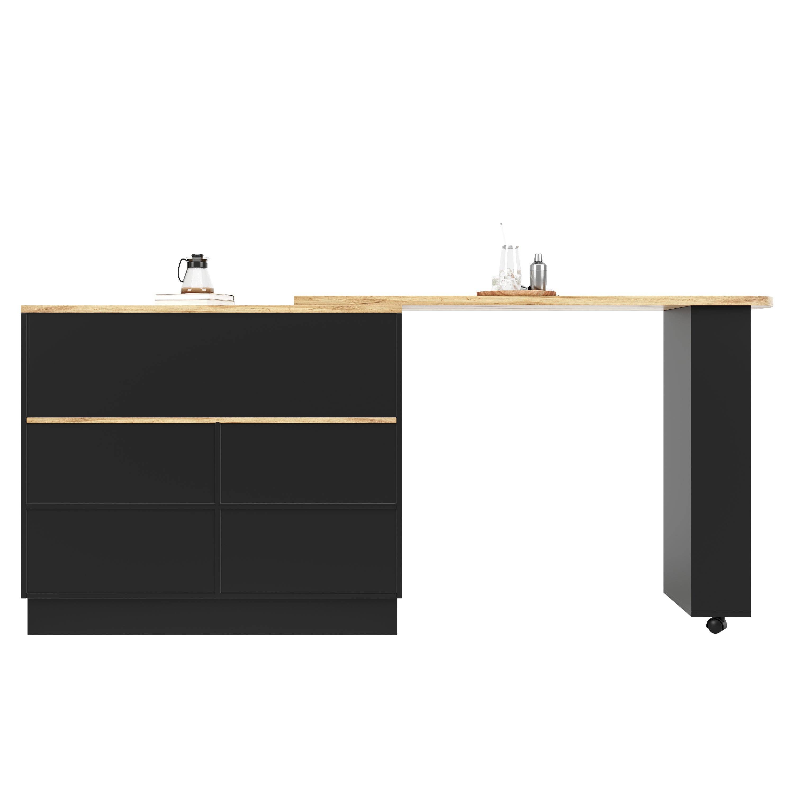 Urban Meuble - Wholesale Sideboard - Wood-effect and black bar table with 360° swivel storage and corrugated glass TINPLATE19