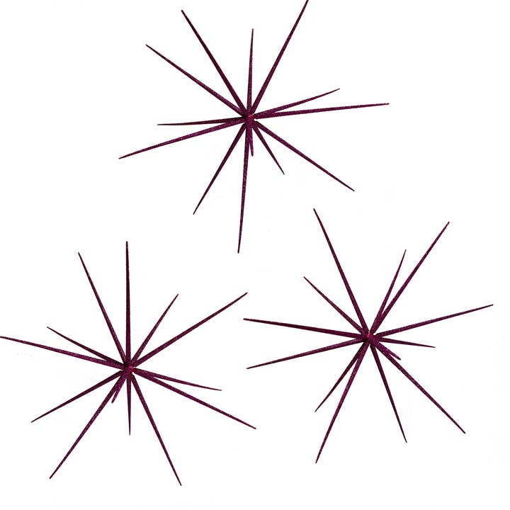 Winterland Inc. - Wholesale Christmas Decoration - Set of 3 Pink Glittered 15" Starburst