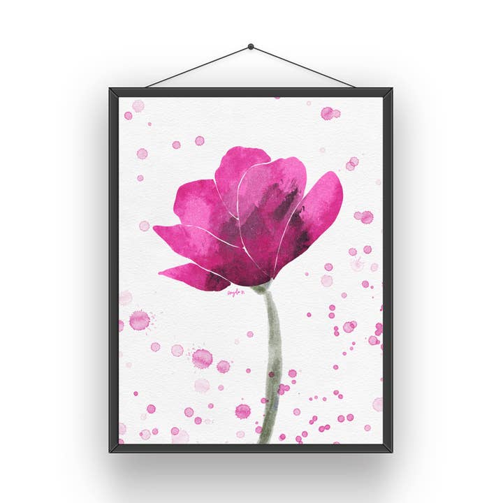 Aguarela Abstrato Rosa e Preto Impressão Artística Flor por atacado de Modera Studio