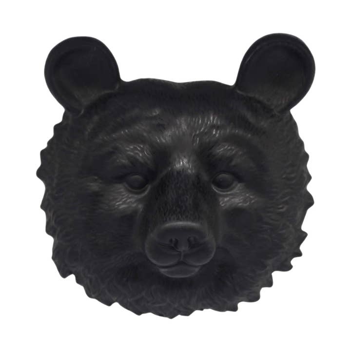 Matte Black Porcelain Bear Head for wholesale by Fieldstone Home