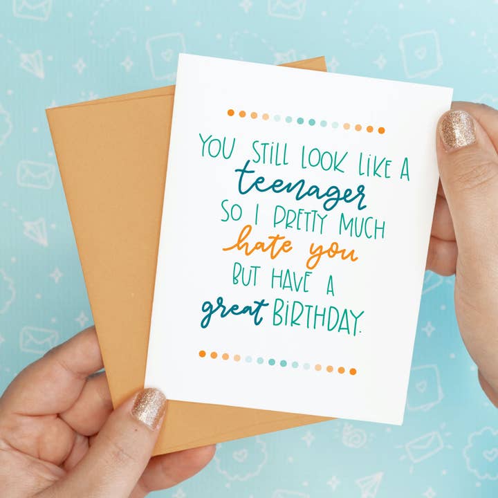 Teenager Birthday Funny Recycled Greeting Card for wholesale by Colette Paperie