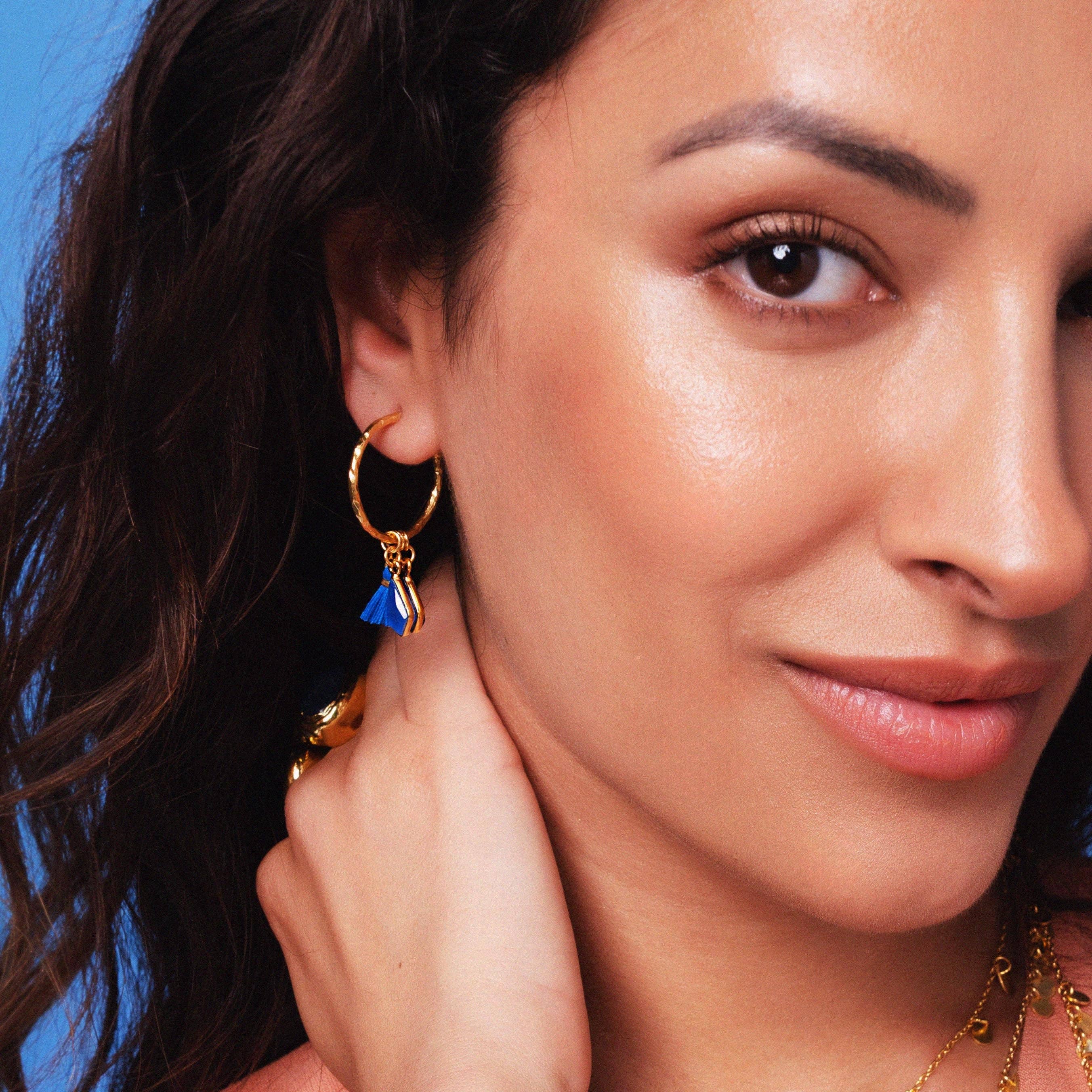 Ashiana London - Wholesale Hoop Earrings - Nicky Navy Small Charm Hoops2