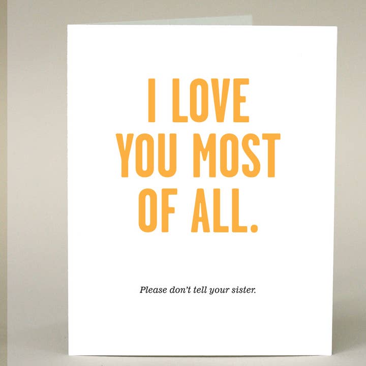 Don't Tell Your Sister Card for wholesale by Sweet & Snarky Greeting Card Company