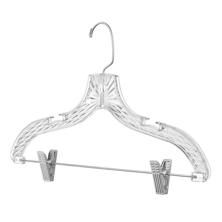 DEILSY - Wholesale Clothes hangers - Crystal Plastic Hanger With Clip (4 Pcs Per Paper Sleeve)8