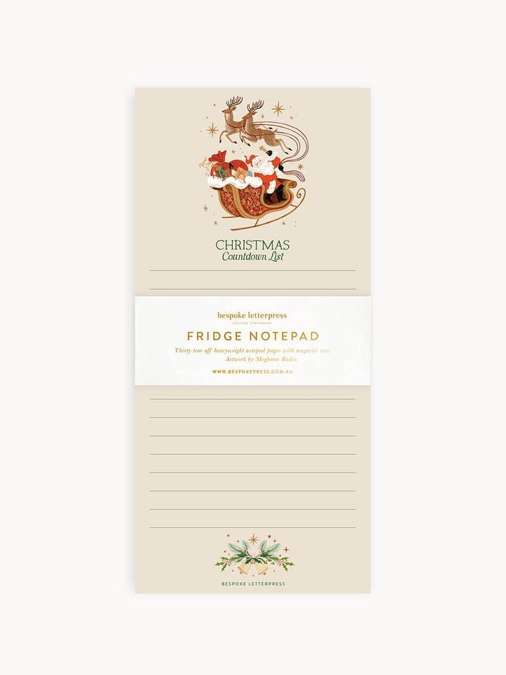 Christmas Countdown Shopping List DL Notepad for wholesale by Bespoke Letterpress