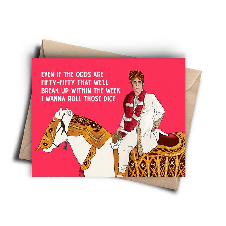 Fifty-fifty Funny Anniversary Card - Pop Culture Valentine for wholesale by Pop Cult Paper