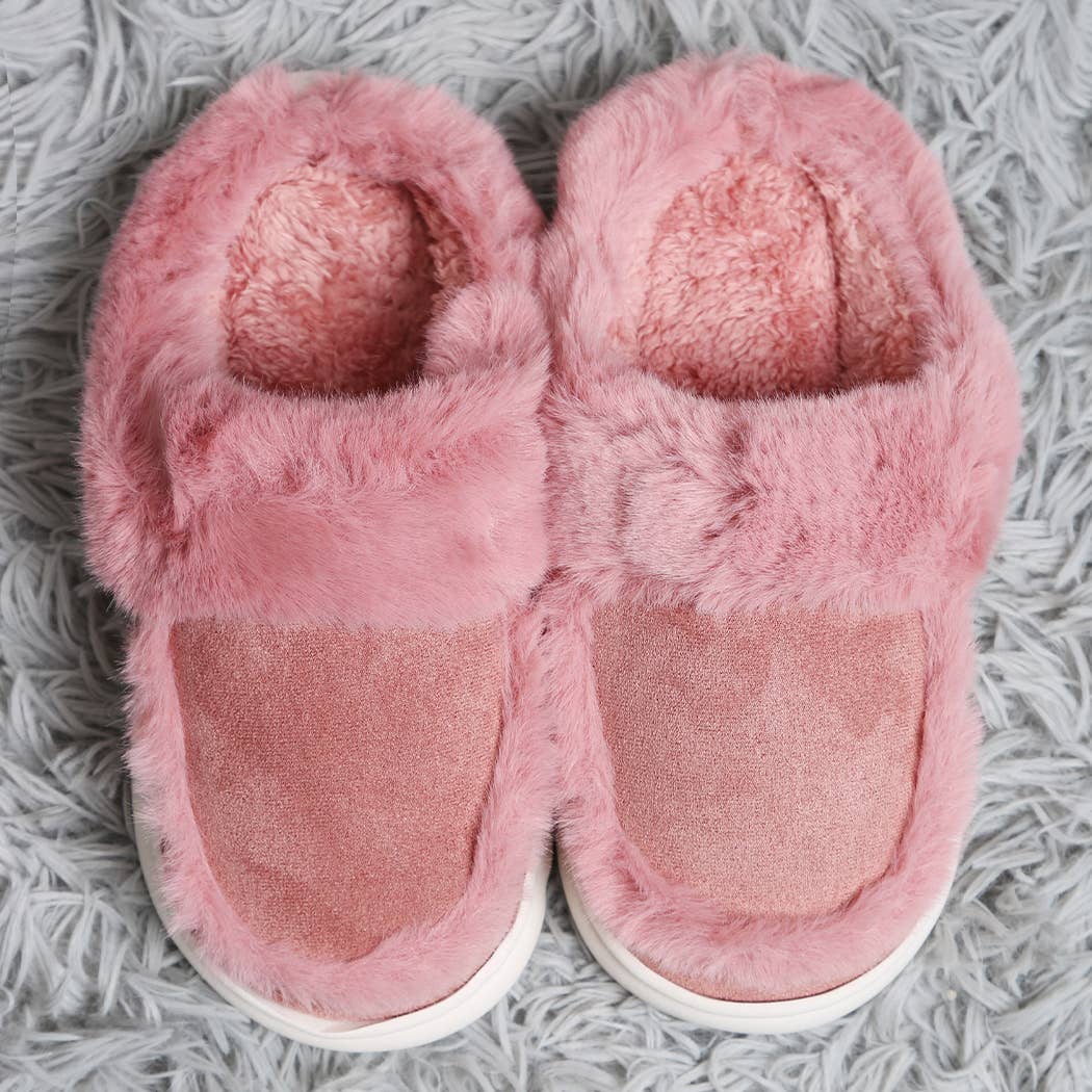 Fashion City - Wholesale Slippers - Women's - Faux Fur Suede Fuzzy Warm Slippers 2