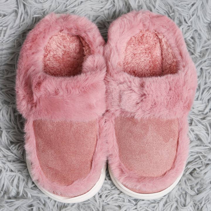 Fashion City - Wholesale Slippers – Women's - Faux Fur Suede Fuzzy Warm Slippers 2