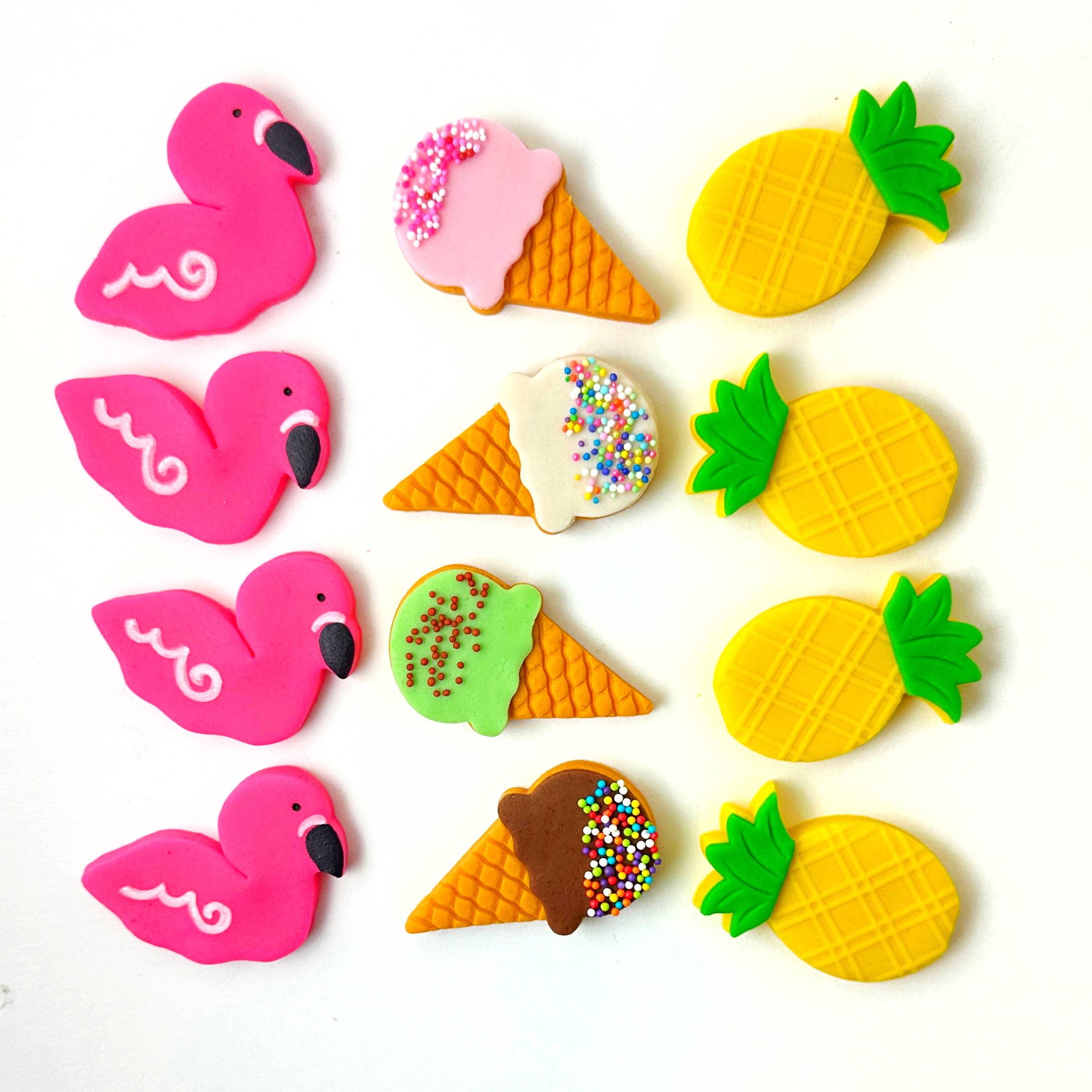 marzipops - Venta al por mayor Dulces con chocolate - Mazapán Gourmet de Verano Piña, Flamenco y Cucurucho de Helado1