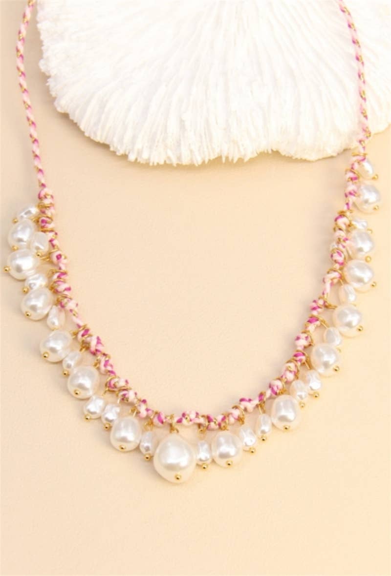 BELLISSIMA BIJOUX - Wholesale Beaded/Pearl Necklace - Elegant Braided Stainless Steel Pearl Necklace8