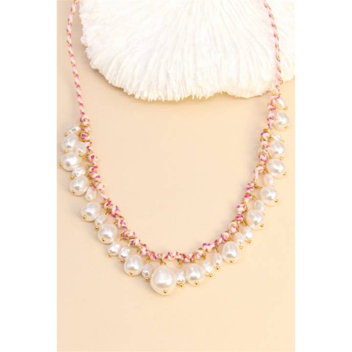 BELLISSIMA BIJOUX - Wholesale Beaded/Pearl Necklace - Elegant Braided Stainless Steel Pearl Necklace8