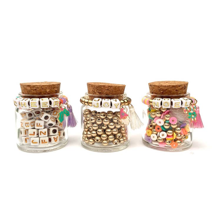 Christmas Mini Bead Jar Trio, DIY Bracelet & Necklaces Beads for wholesale by Mammoth Buys