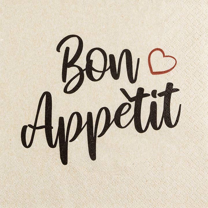Serviette de déjeuner - Bon Appétit Avec Cœur pour la vente par Elegant Gifts