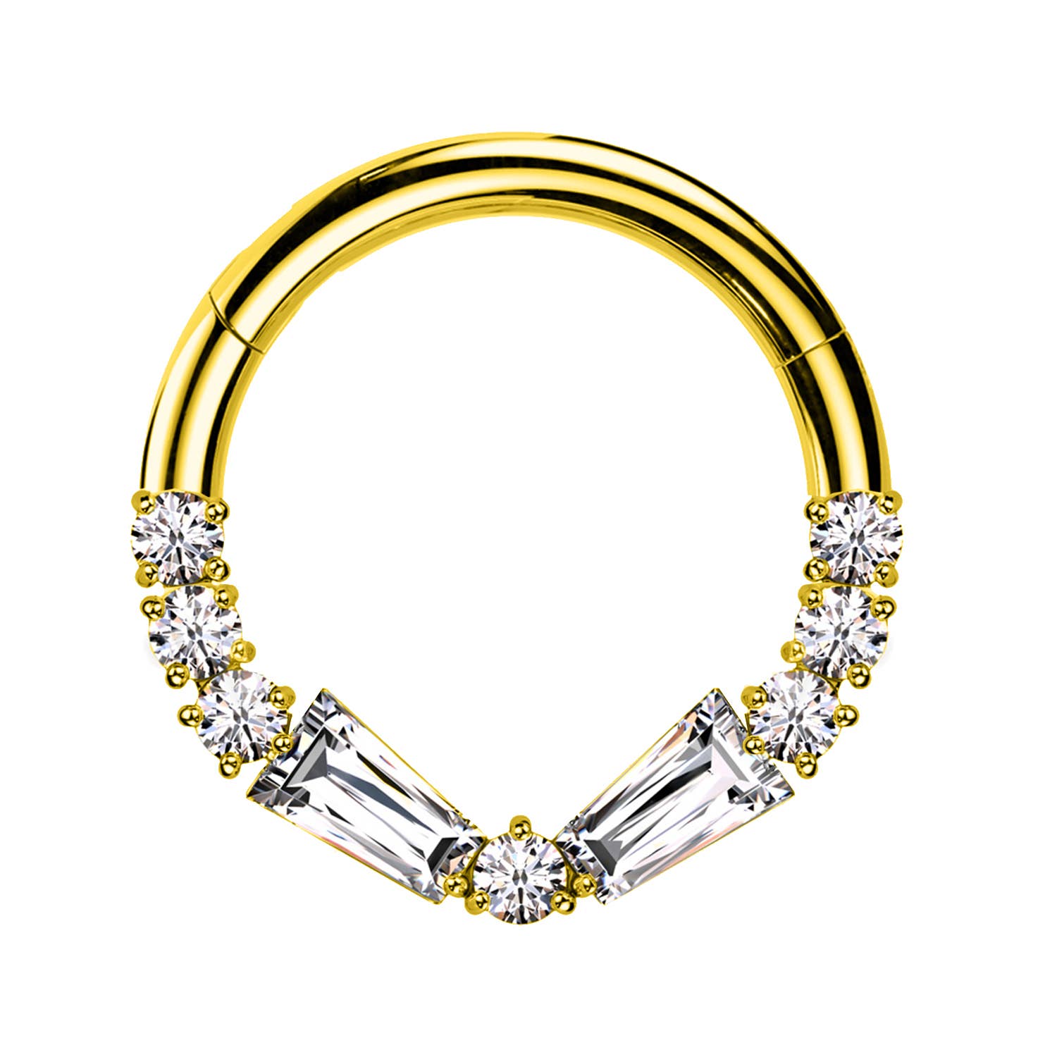 Awaken - Wholesale Single Earring - Circle Clicker Piercing with Crystals PY-1552