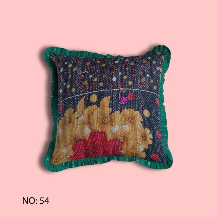 Annahmol - Wholesale Throw Pillow Cover - One of a Kind Vintage Kantha & Ikat Pillow 215