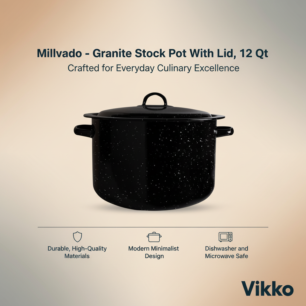 Kadra Kitchenware – wholesale Cooking pot – Millvado - Granite Stock Pot With Lid, 12 Qt3