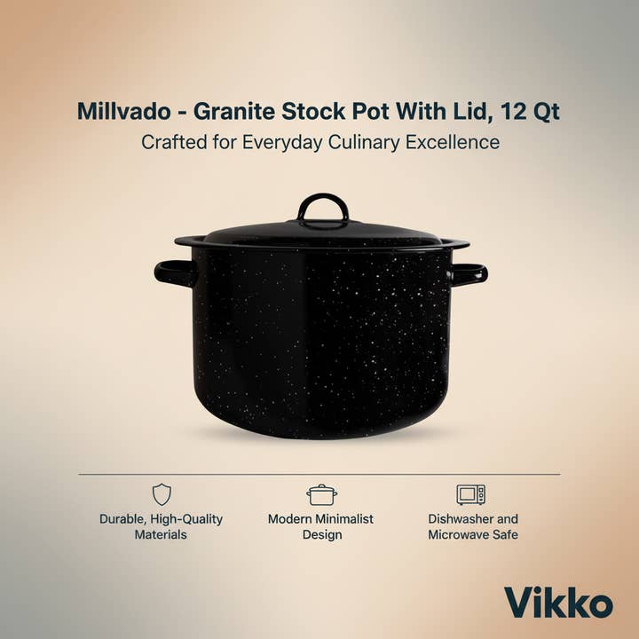 Kadra Kitchenware – wholesale Cooking pot – Millvado - Granite Stock Pot With Lid, 12 Qt3