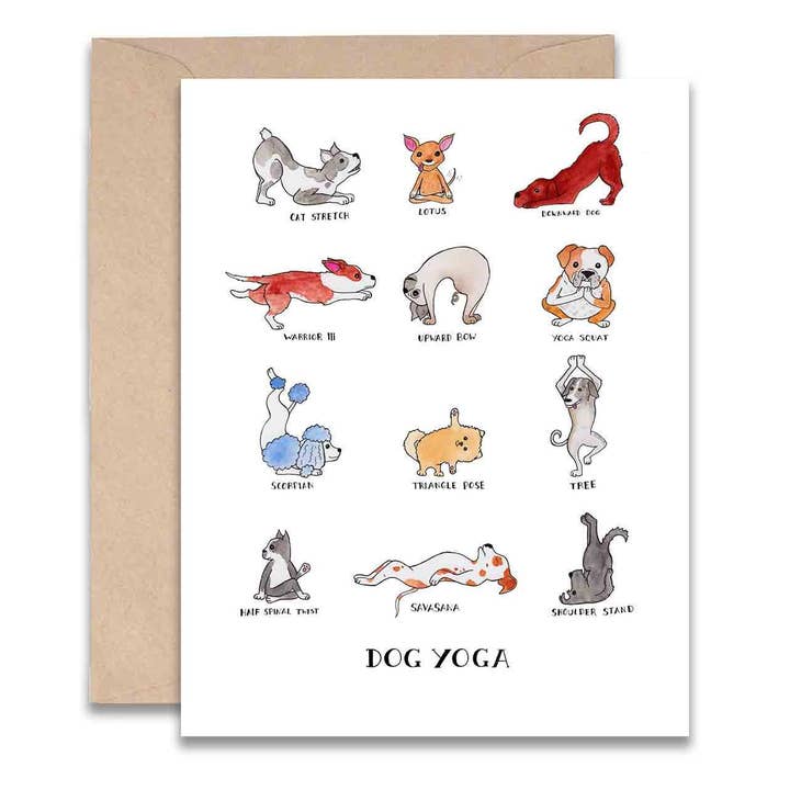 Dog Yoga Card for wholesale by Jodi Lynn's Emporium of Doodles