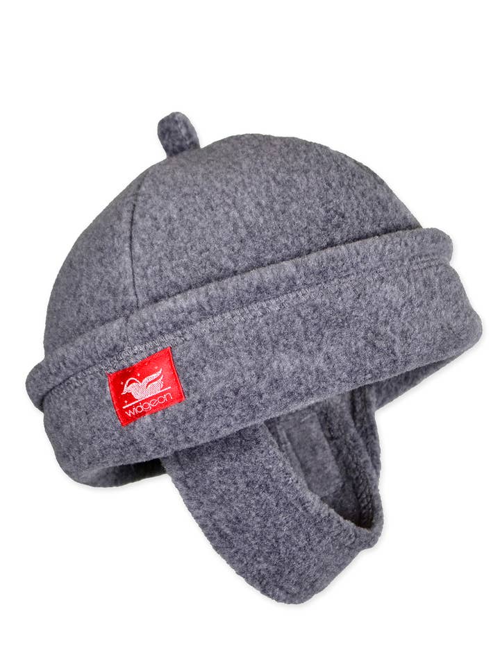 Heather Gray Warmplus Fleece Beanie With Chin Strap for wholesale by American Widgeon