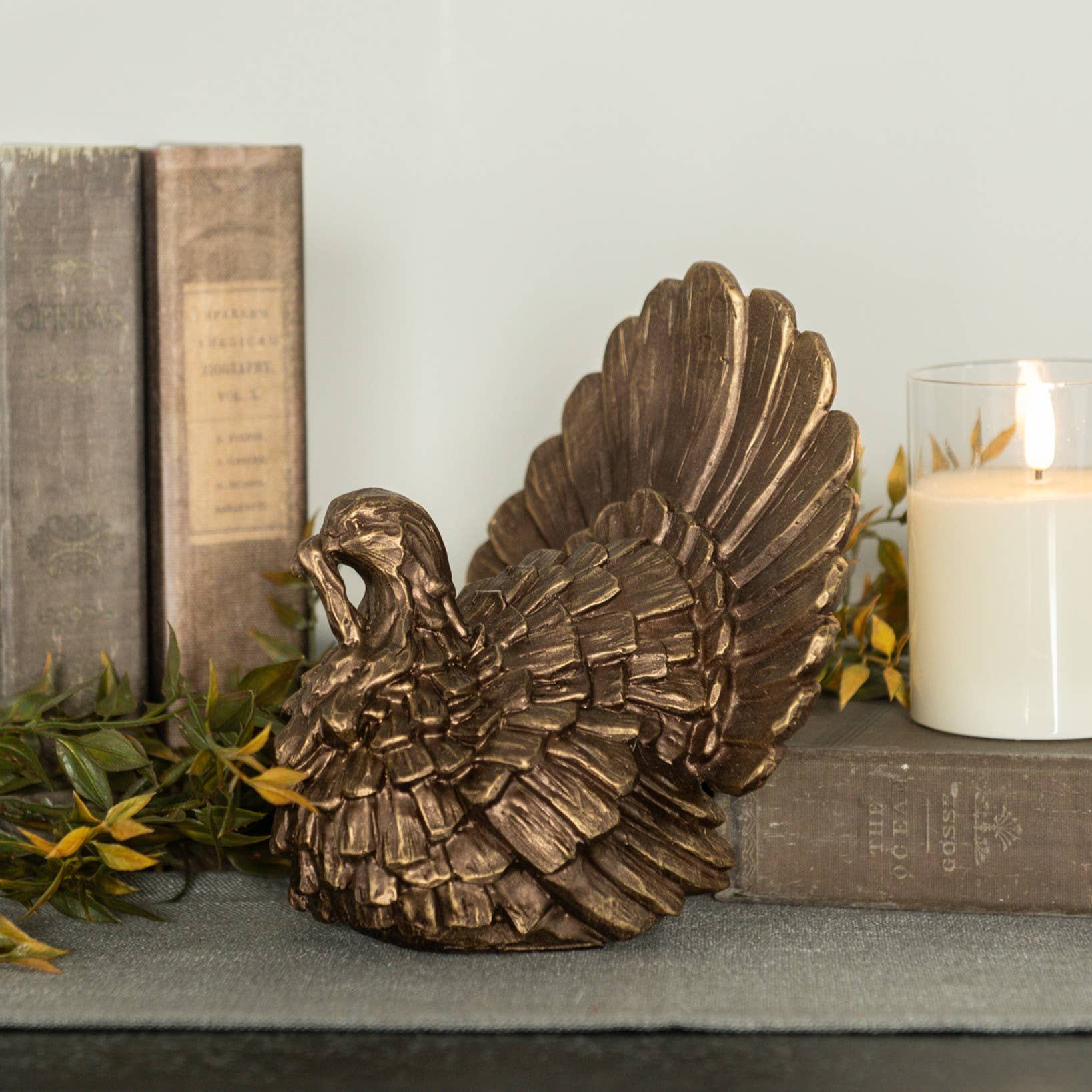 Ragon House – wholesale Dekorativt bordsobjekt – 7,25" BRONSFÄRGAD KALKON1