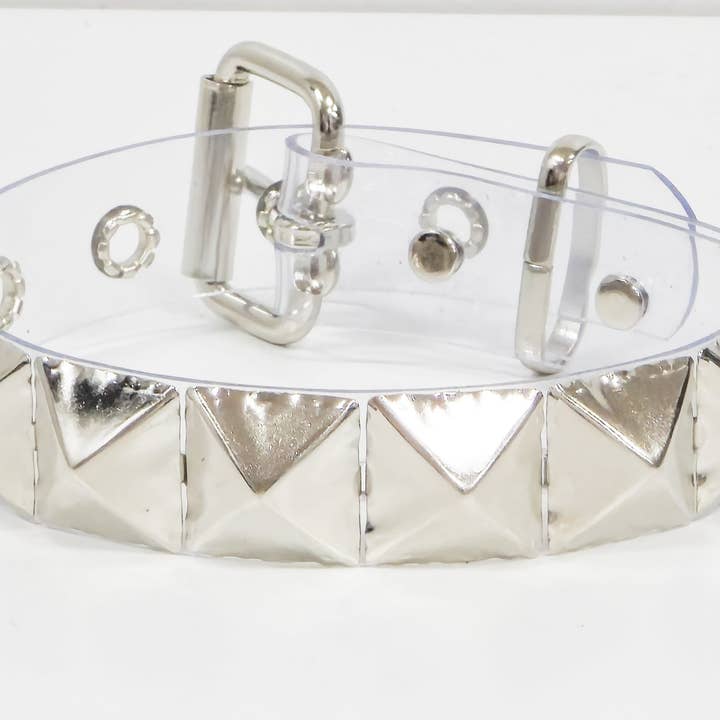 FCK670VN-CLR JUMBO 1" PYRAMID STUDDED CLEAR CHOKER for wholesale by Funk Plus