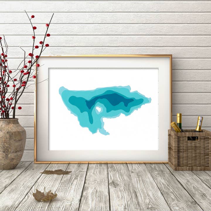 Bathymetrisk kort over Burdock Lake Paper for engroshandel hos Cardtography