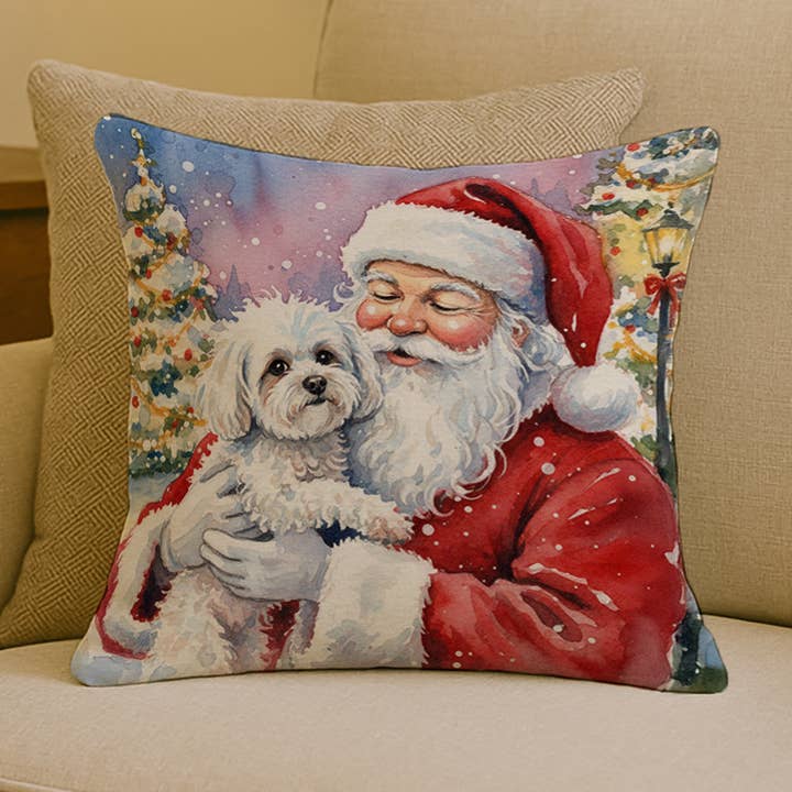 Bichon Frisé com Almofada do Pai Natal 18x18 FNT1009 por atacado de Caroline's Treasures
