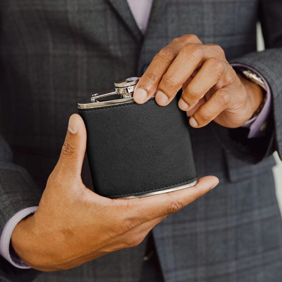 Weddingstar Inc. - Wholesale Flask - Faux Leather Wrapped Metal Hip Flask - Blank3