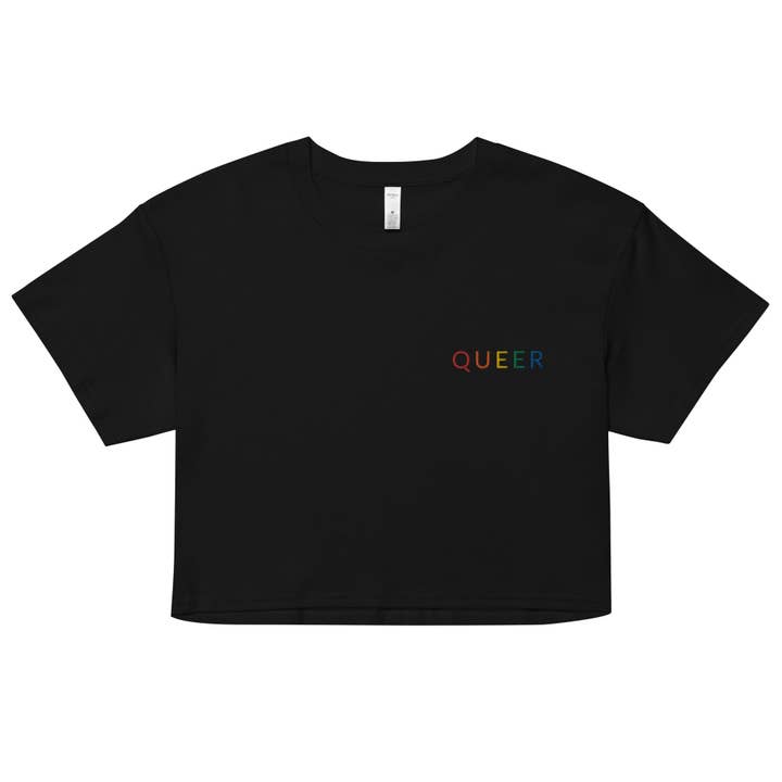 Queer Embroidered Unisex Crop Top (Limited Sizes/XS-XL) for wholesale by Gay Pride Apparel