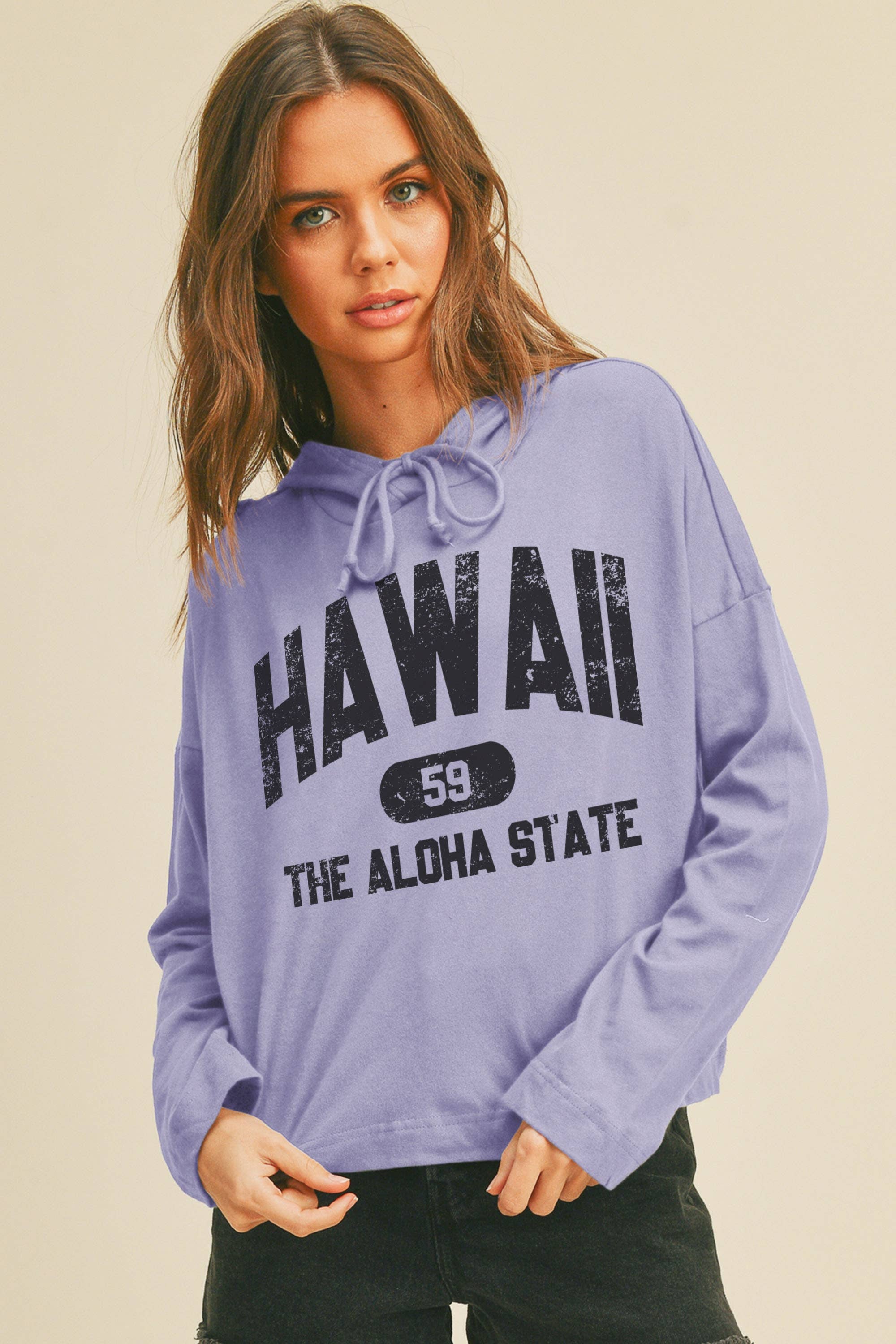 Honestee - Wholesale T-Shirt (Graphic) - Women's - Hawaii The Aloha State Graphic Hooded T-Shirt3