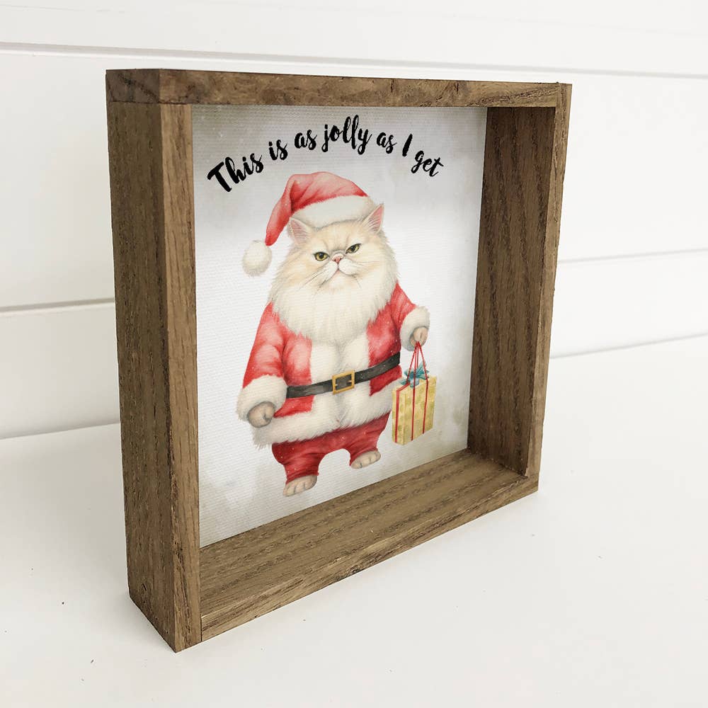 Hangout Home - Vente Art mural pour les fêtes - Jolly As I Get Cat Santa - Art amusant sur toile représentant un animal de Noël1