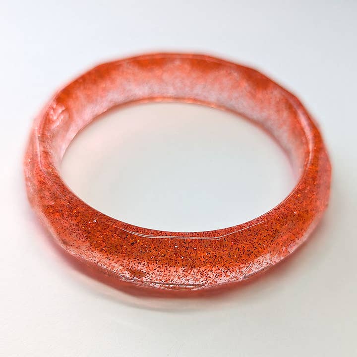 Red Orange Glitter Slip-on Bangle Resin Bracelet for wholesale by Stylish Jewelry Supply
