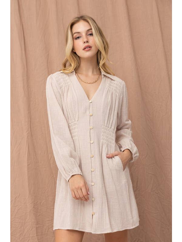 ILLA ILLA - Wholesale Dress - Women's - Cotton Button Down Dress1